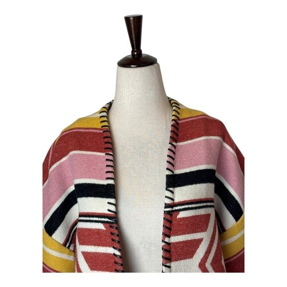 Rebecca Minkoff Coat Women Medium‎ Red Aztec Kahlo Open Front Striped Luxury - Picture 4 of 11